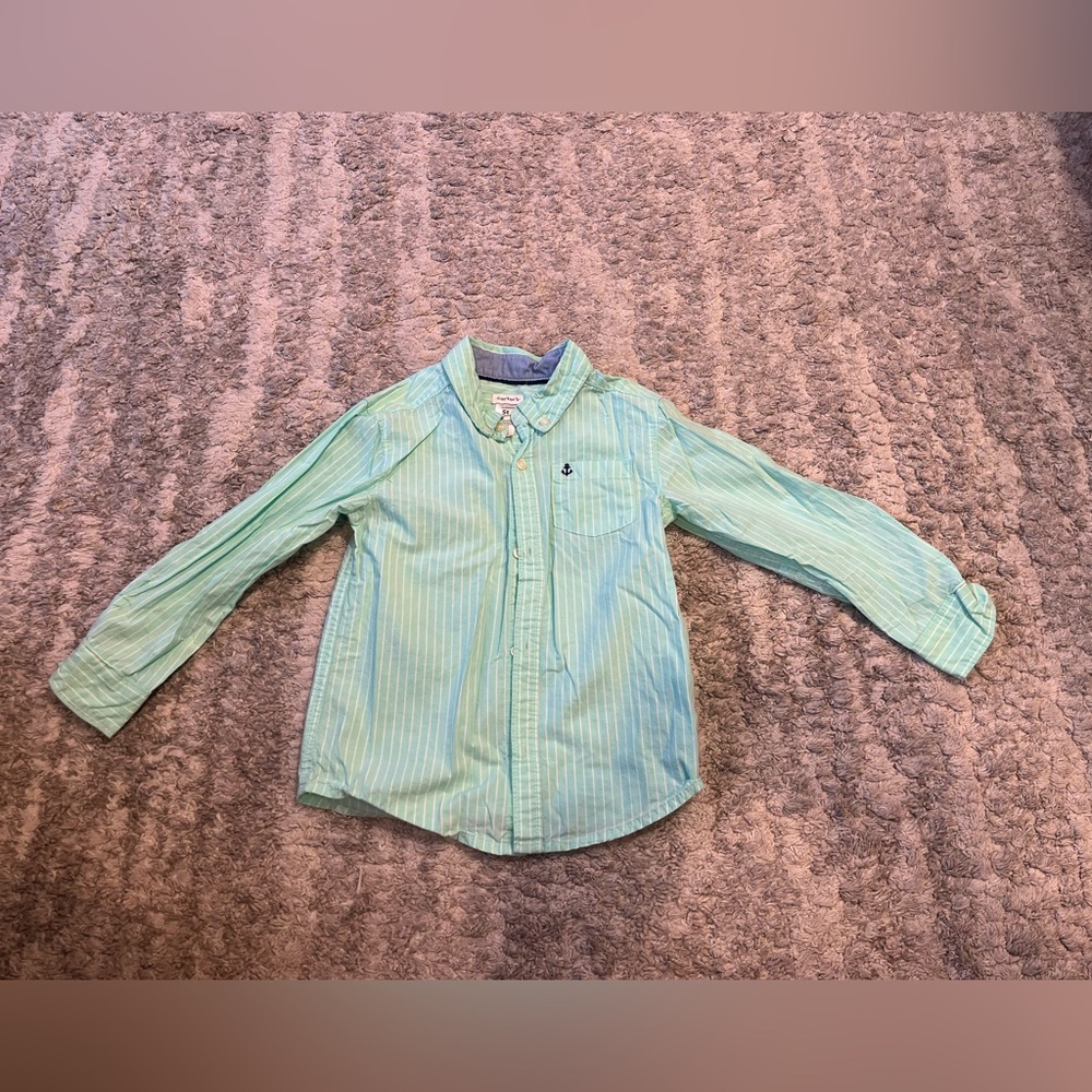 Carter's Green Striped Button Down Shirt
